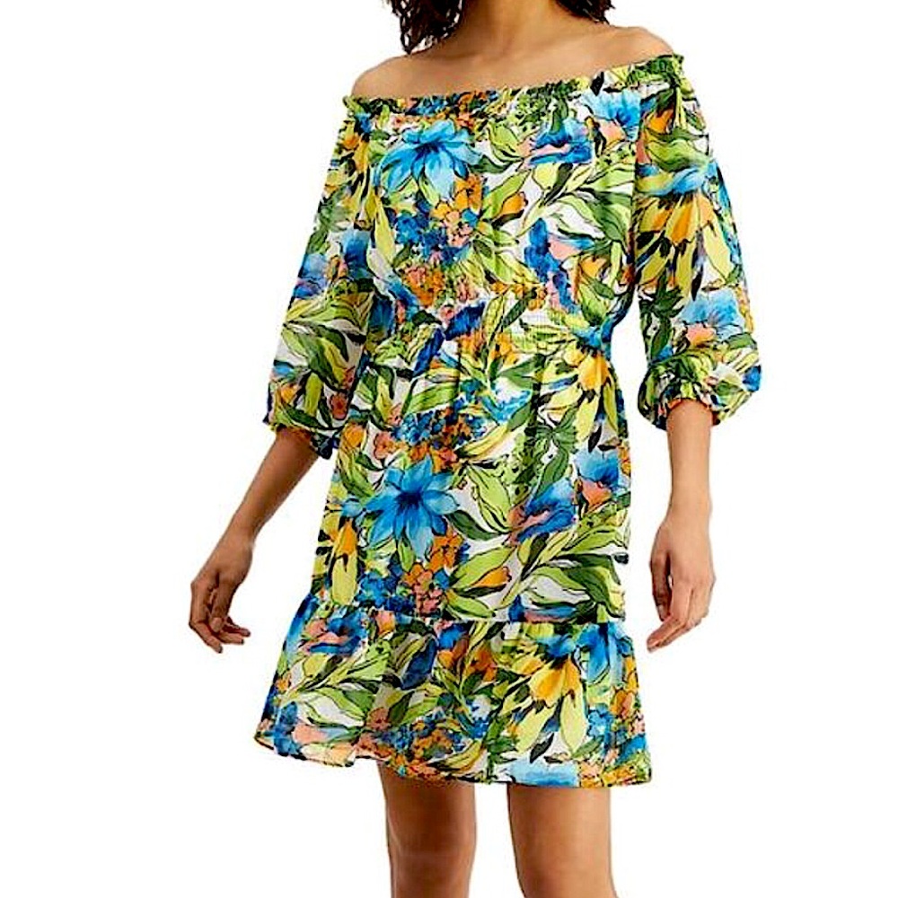 Bar III-Woman’s Spring/Summer Floral Smocked Ruffled Dress Sz XL NWT